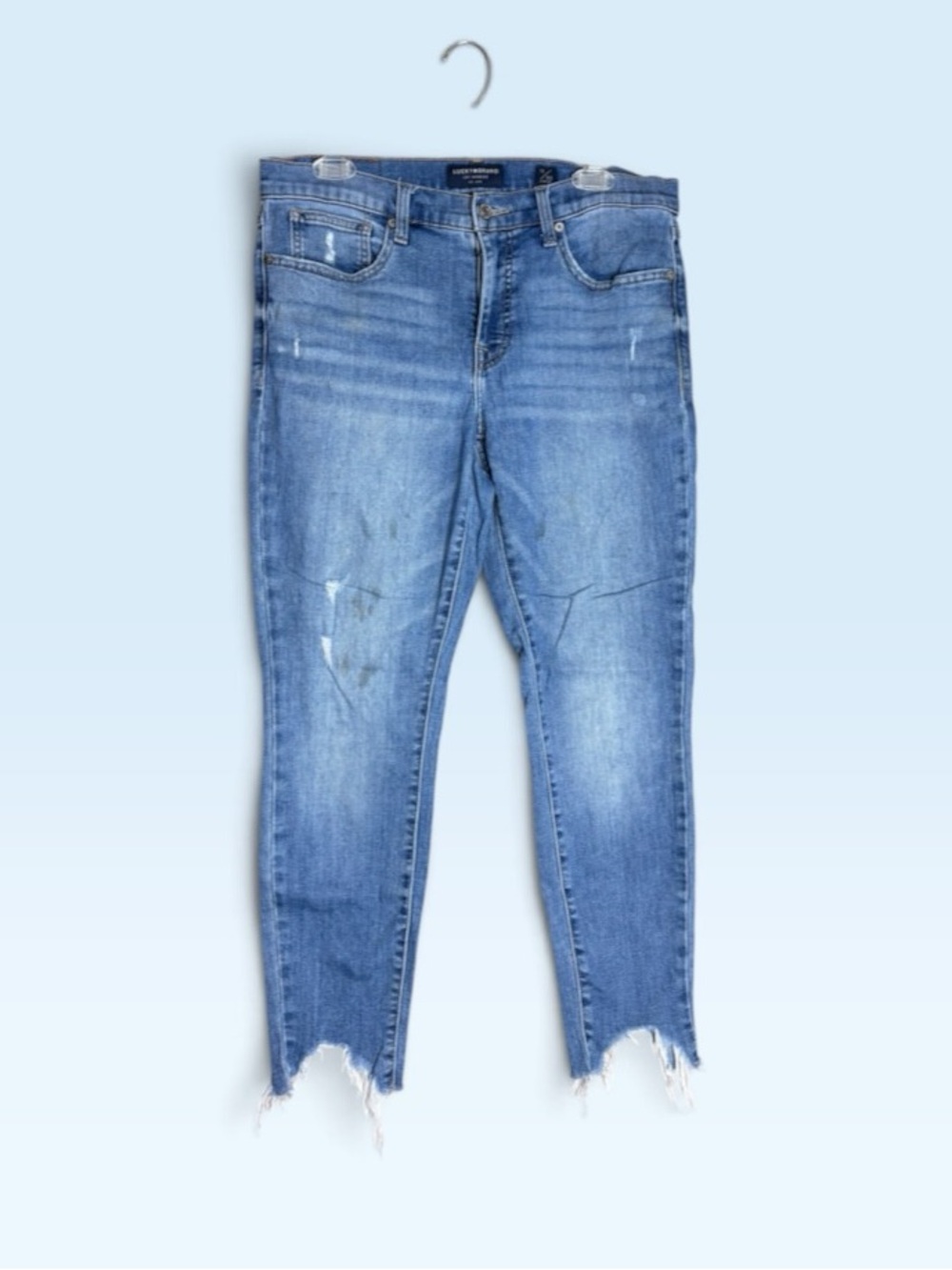Lucky Brand Ava Mid Rise Skinny Jeans 10/30 Ankle Distressed Raw Hem